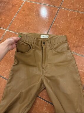 Abercrombie & Fitch Tan Faux Leather High-Rise Jeans